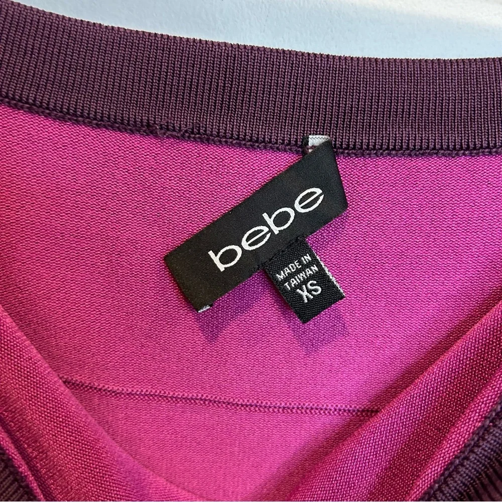 Bebe Strapless Bodycon Strapless Mini Dress Purple Colour-Block Y2K - Picture 3 of 5